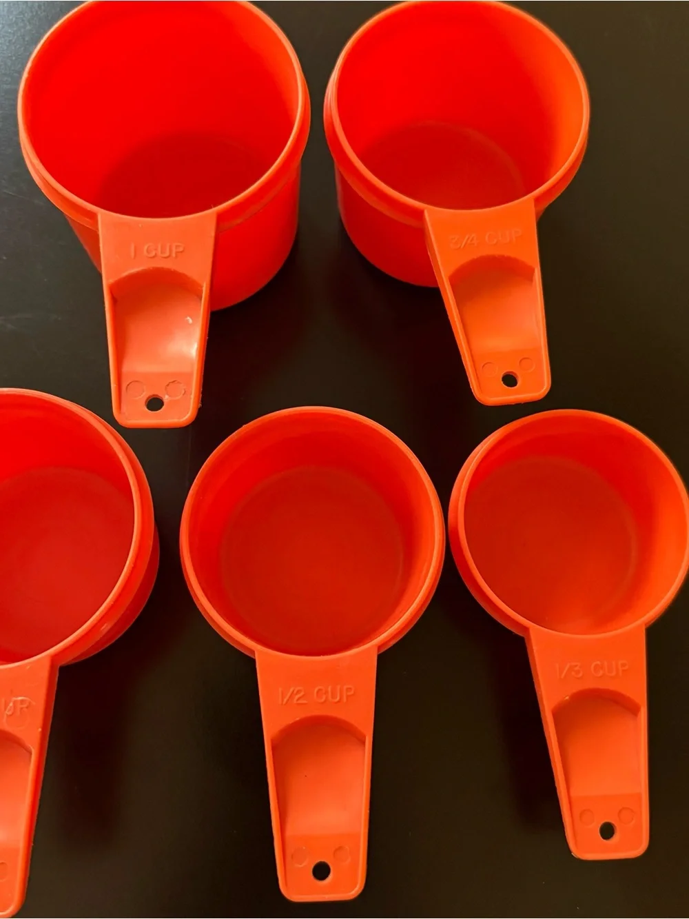 Set of 8 Vintage Tupperware Stackable Measuring Cups, Yellow and Orange